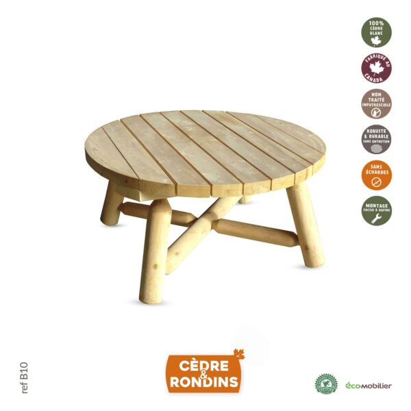 Table basse de jardin grand modèle en bois de cèdre blanc B10