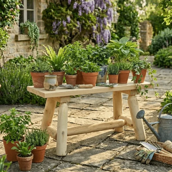 B20A petit banc en bois naturel