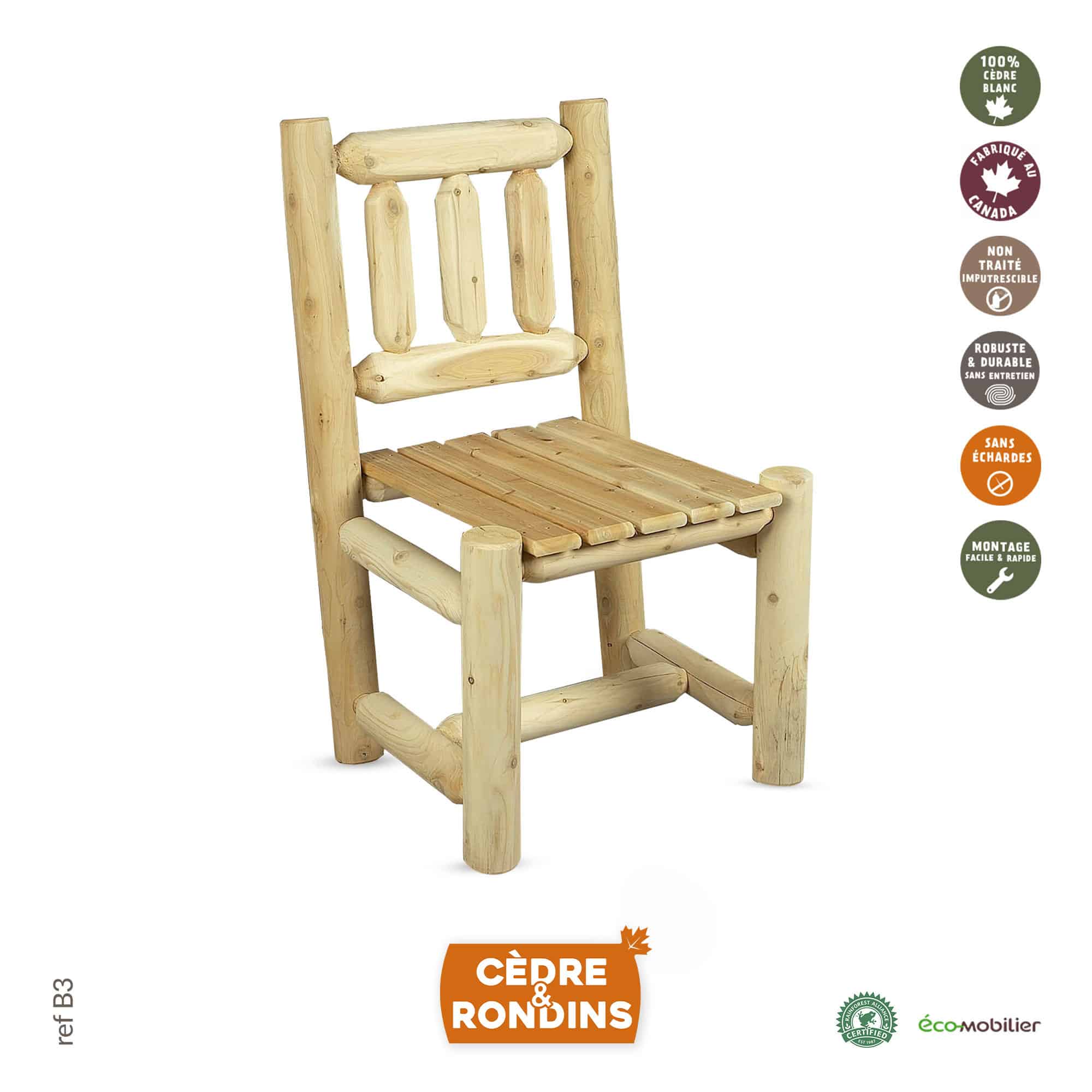 Chaise en bois de cèdre blanc B3