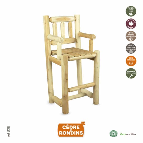 Chaise haute en bois de cèdre blanc