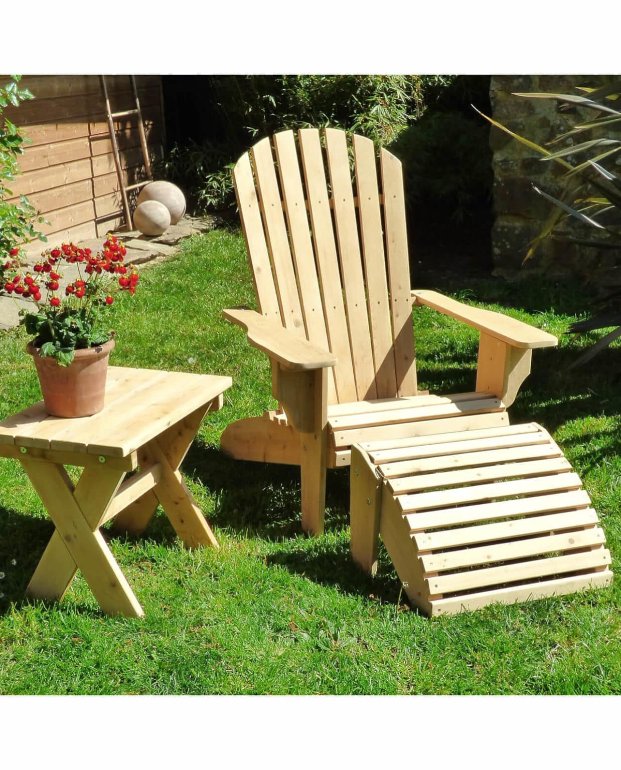 Coffret Cireur En Cèdre Avec Repose-pieds - 4 Pieds - Bois Massif (Neuf)