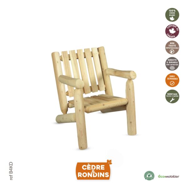 Fauteuil au dossier bas de jardin en bois de cèdre blanc