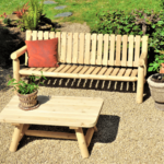 B7KD et B90A banc de jardin en bois et sa table basse rectangulaire