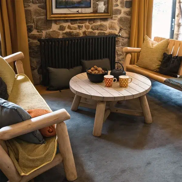 b10 petite table basse de salon en rondins de bois massif canadien - Cèdre et rondins