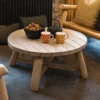 b10 petite table basse salon en rondins de bois massif clair canadien de style rustique et cocoon - cedre et rondins