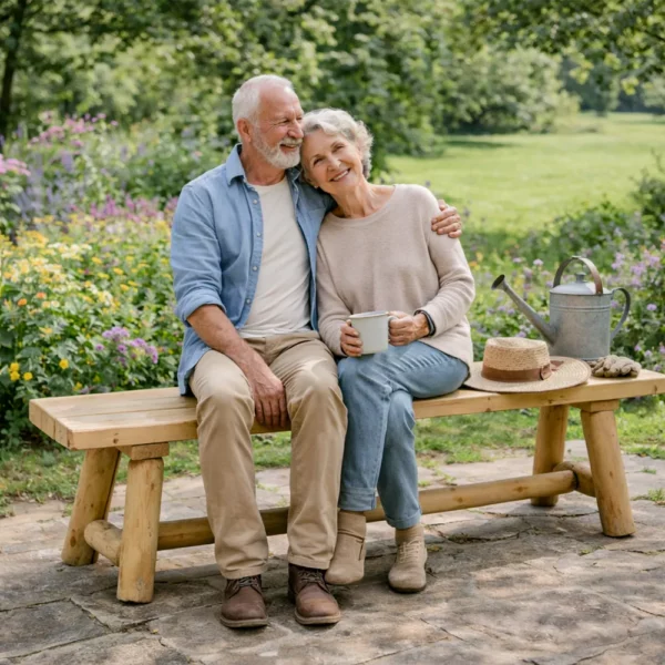 banc 2 places jardin en bois rondins massif blanc rustique tendance naturel sans traitement