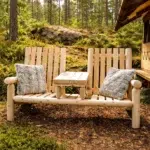 banc double fauteuil en rondins de bois massif pour exterieur et jardin b7ttkd