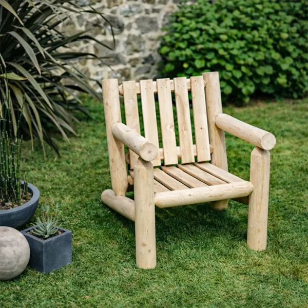 bois massif cedre rustique cedre et rondins chaise dossier jardin