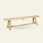 Long banc en bois clair blanc en cèdre massif canadien écologique pour 3 4 place adapté à une table de salon en intérieur ou extérieur.