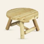 Petite table ronde en rondins de bois massif pour extérieur et intérieur style rustique canadien