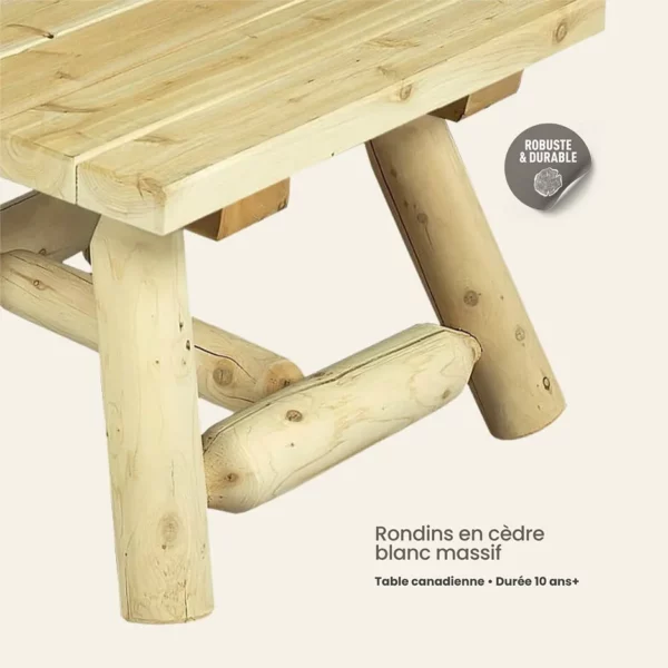 petite table basse appoint cedre et rondins en bois blanc rustique solide