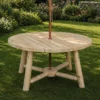 B13A Table de jardin parasol ronde en bois
