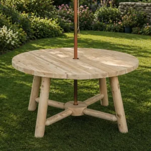Table de Jardin Parasol Ronde en bois B13A