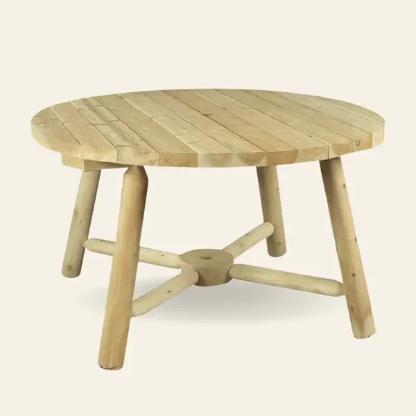 table jardin ronde en bois trou parasol