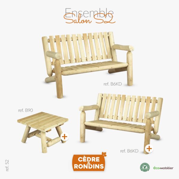 Ensemble de salon S2 en bois de cèdre blanc