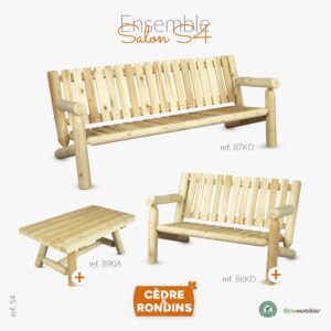 Ensemble de salon S4 en bois de cèdre blanc