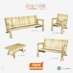 Ensemble de salon S5 en bois de cèdre blanc
