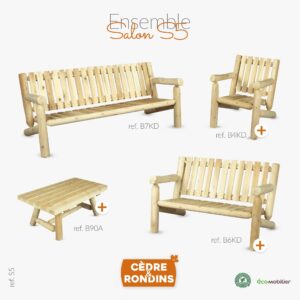 Ensemble de salon S5 en bois de cèdre blanc