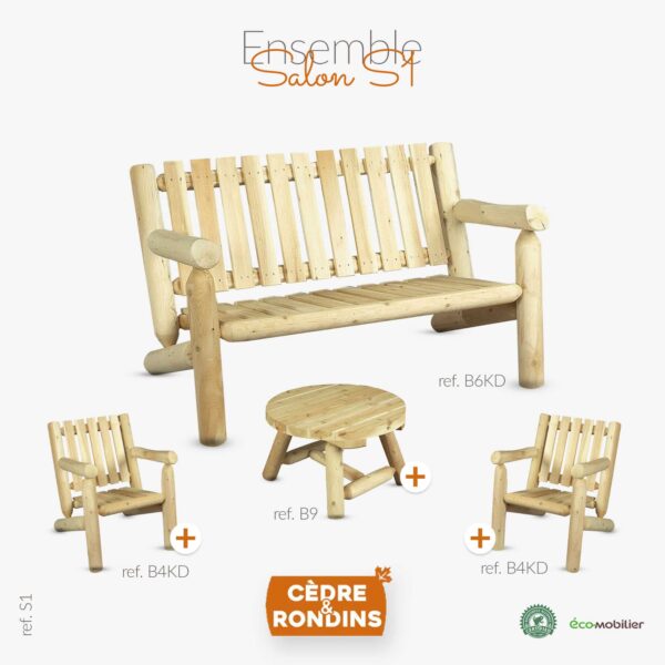 Ensemble salon S1 en bois de cèdre blanc