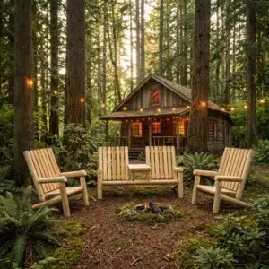 S3 fauteuils en rondins de bois cèdre blanc