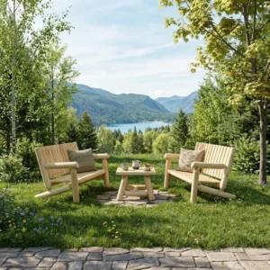 Salon S2 canapés 2 places x2 et table basse carrée