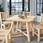salon repas 4 chaises et table en rondins bois massif r4s - cedre et rondins