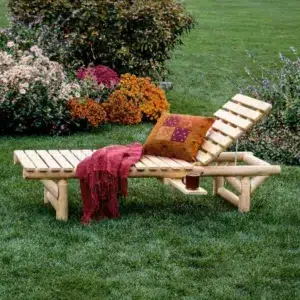 transat bois bain de soleil rondins massif cedre rondins