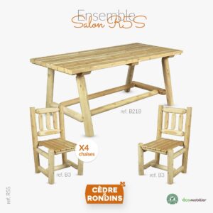 Grande table rectangulaire avec 4 chaises