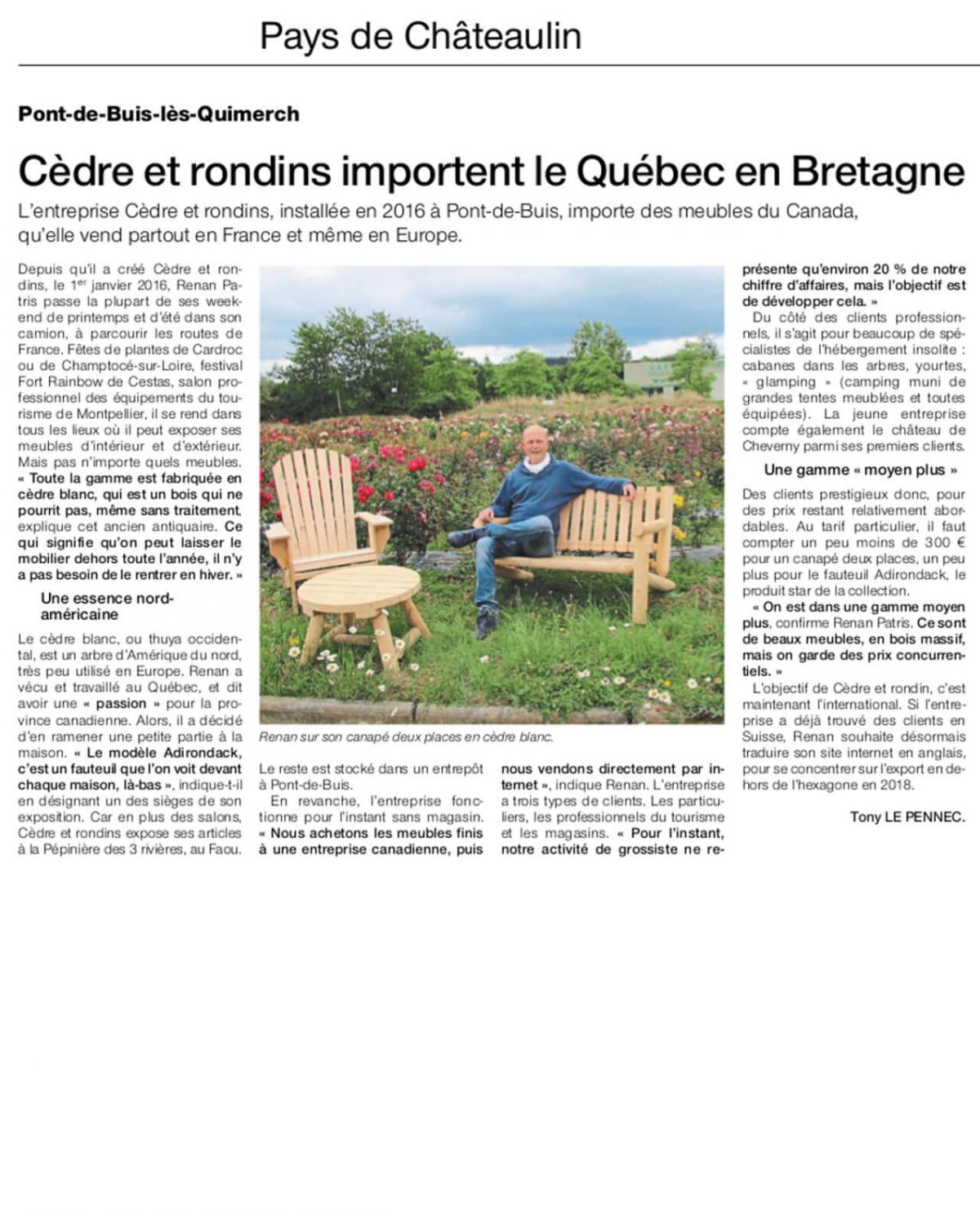 Journal OUEST FRANCE – Finistère – 18 Juillet 2017