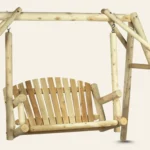 balancelle adulte en bois pour jardin portique banc suspendu cedre et rondins