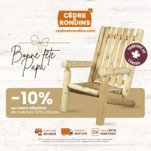promotion sur le mobilier de jardin avec les fauteuil avec dossier haut en bois de cèdre blanc canadien