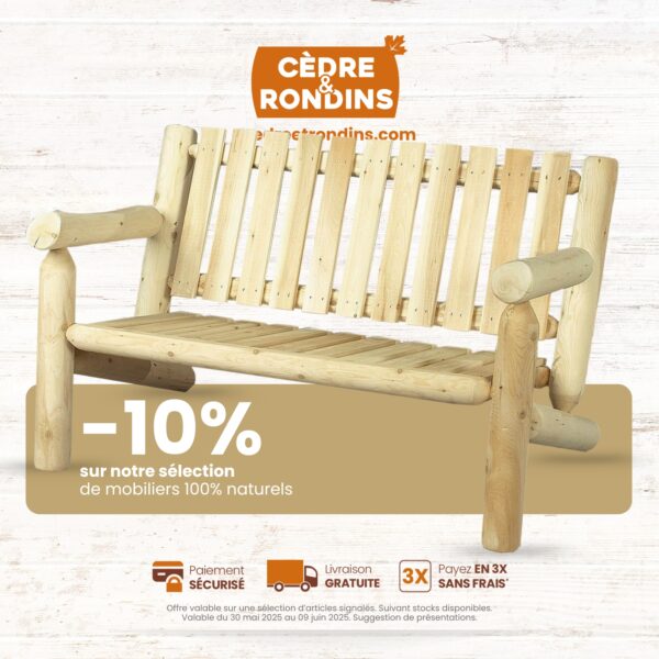 Promotion sur le banc de jardin en bois de cèdre blanc tendance