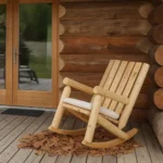 rocking chair chaise bascule americain canada en bois blanc massif - cedre et rondins