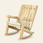 rocking chair chaise à bascule américain en rondins de bois blanc massif de qualité.