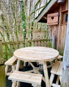 R6S table jardin bois bancs
