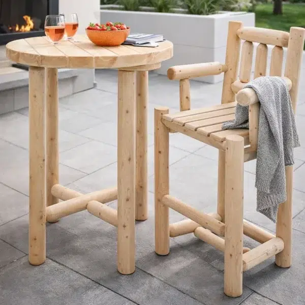 bois massif cedre rustique cedre et rondins chaise haute bar terrasse