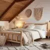 B138C lit queen size 2 places en bois non traité