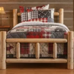 literie lit double adulte 90x200 en rondins de bois massif canadien