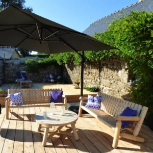 S6 salon de jardin en bois bancs et table basse