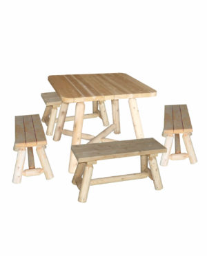 table carree avec banc en bois R2S