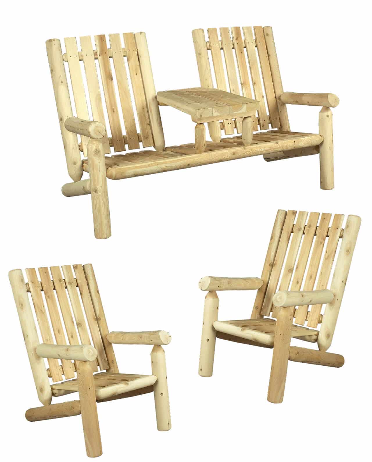 Salon de Jardin en bois  Fauteuil double  Réf S3  Cèdre & Rondins