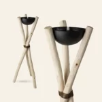 bougie extérieur jardin sur pied trépied brasero bois métal cèdre 140 120