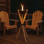 bougie exterieur jardin sur pied trepied brasero bois metal terrasse 120 140 cm