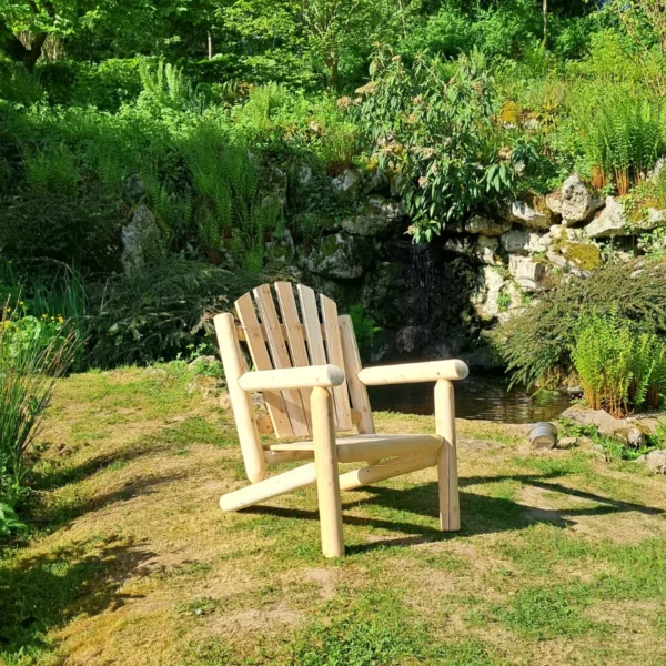 B104L Fauteuil en rondins de bois dossier arrondi