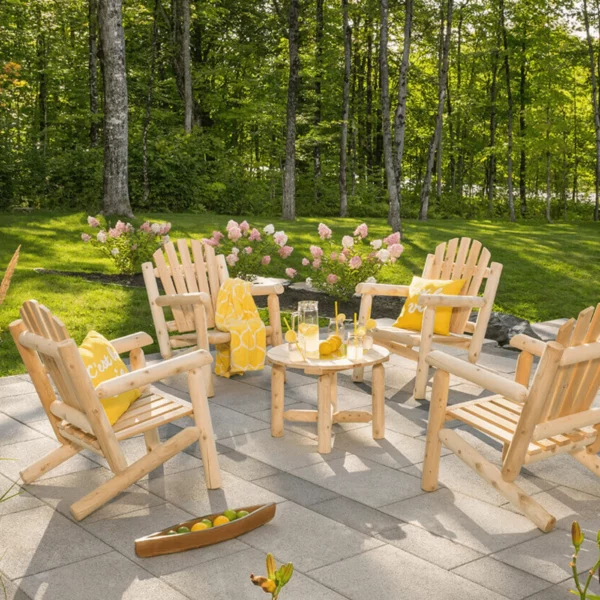 Salon de jardin fauteuils et table basse en bois