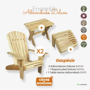 Ensemble de jardin Adirondack en bois Gaspésie