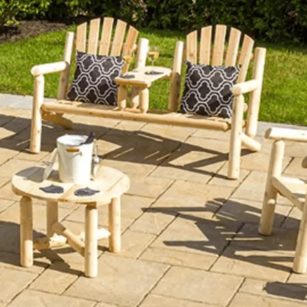 B107L fauteuil 2 places avec sa petite table basse en bois