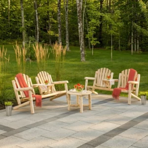 Salon Anticosti fauteuils double en rondins de bois