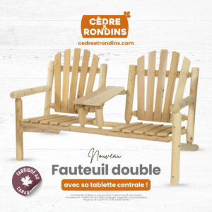 mobilier de jardin extérieur nouveauté 2025 Cèdre et Rondins banc adulte tetea tete