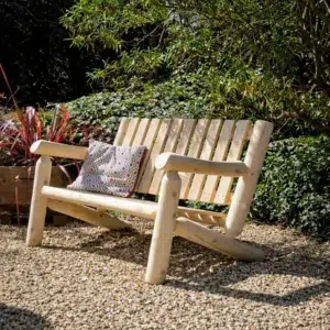 banc bois massif rustique Cèdre et Rondins 2 places b6kd